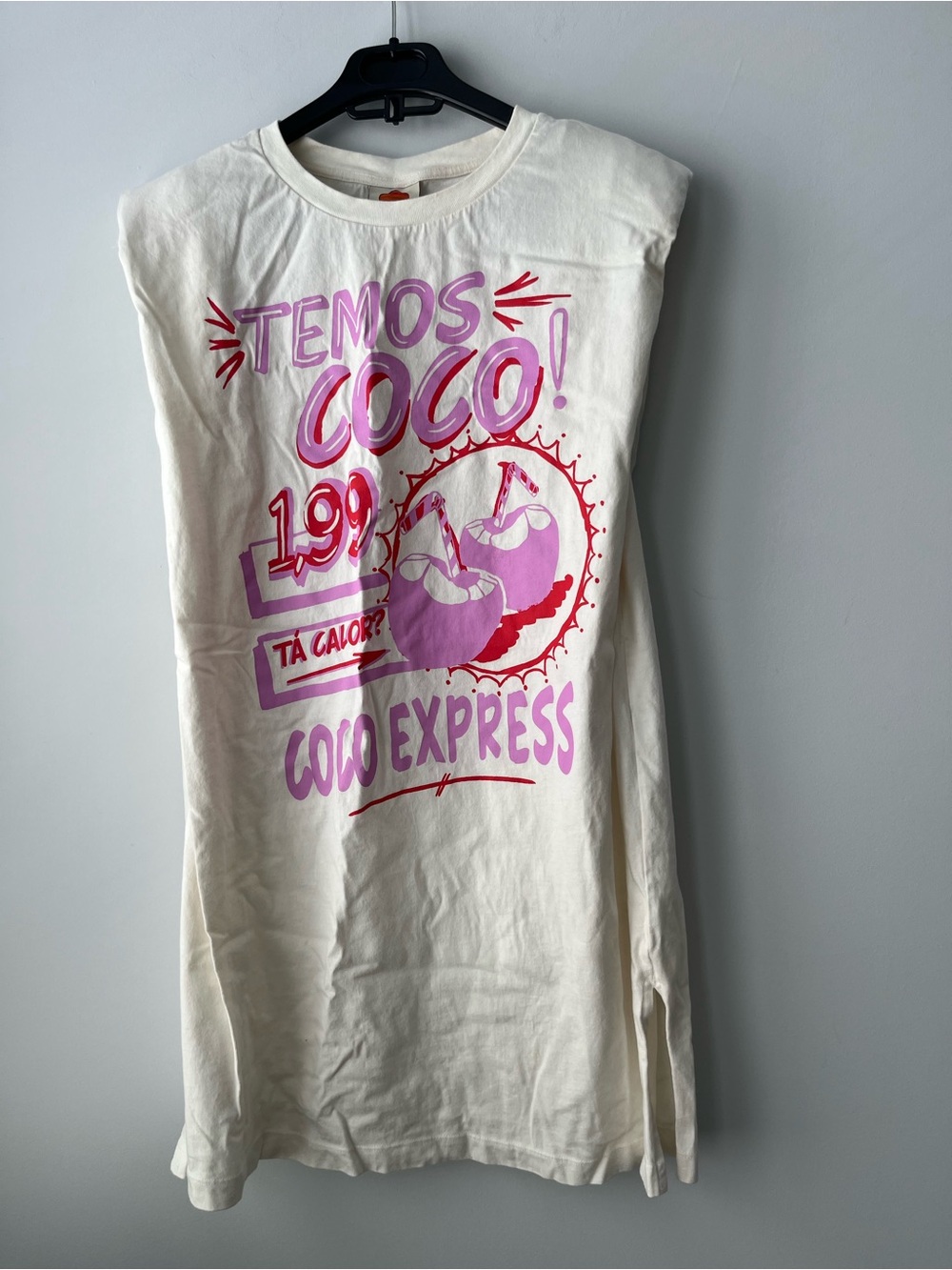FARM Rio Cream Mini Dress with Pink Graphic - Picture 2 of 5
